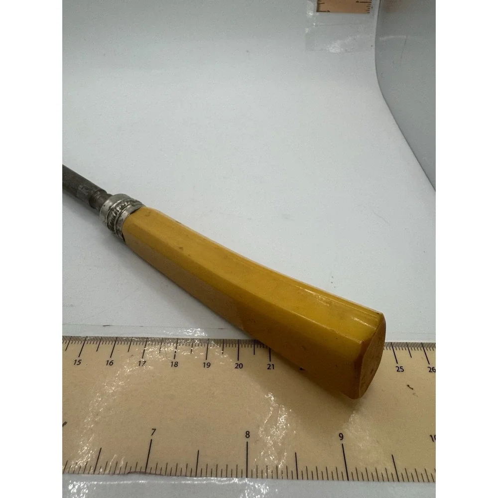 Vintage Butterscotch Bakelite Handle Honing Steel Knife Sharpener MCM 11.25
